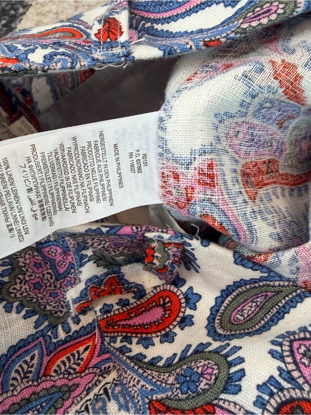 NWOT Boden Women's 6R Wide Leg Pants Linen Trousers Paisley Ivory Pink - Picture 5 of 5
